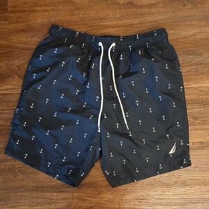 Nautica Men's Navy Swim Shorts with Anchor Print
